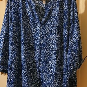 Catherines Blue Boxy 3/4 Sleeve Blouse
